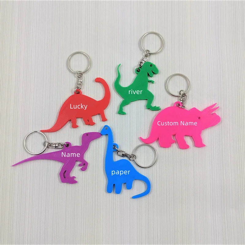 3D Printing Metal - Porte-clés personnalisés avec nom, design dinosaure