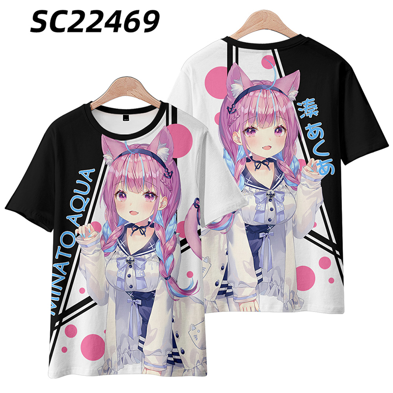Hololive-T-Shirt à Manches Cou - 3D Printing Youtubers avis et prix